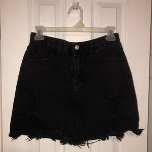 Black Jean Mini Skirt